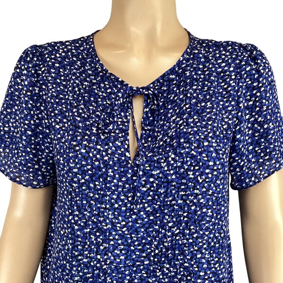 Carolina Belle Top Small Womens Blue Abstract Print Short Sleeve - Picture 6 of 8